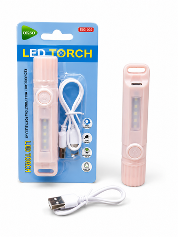 OKSO E03-002 Rechargeable LED Torch | Portable Multifunction LED Flashlight | USB Rechargeable Emergency Light