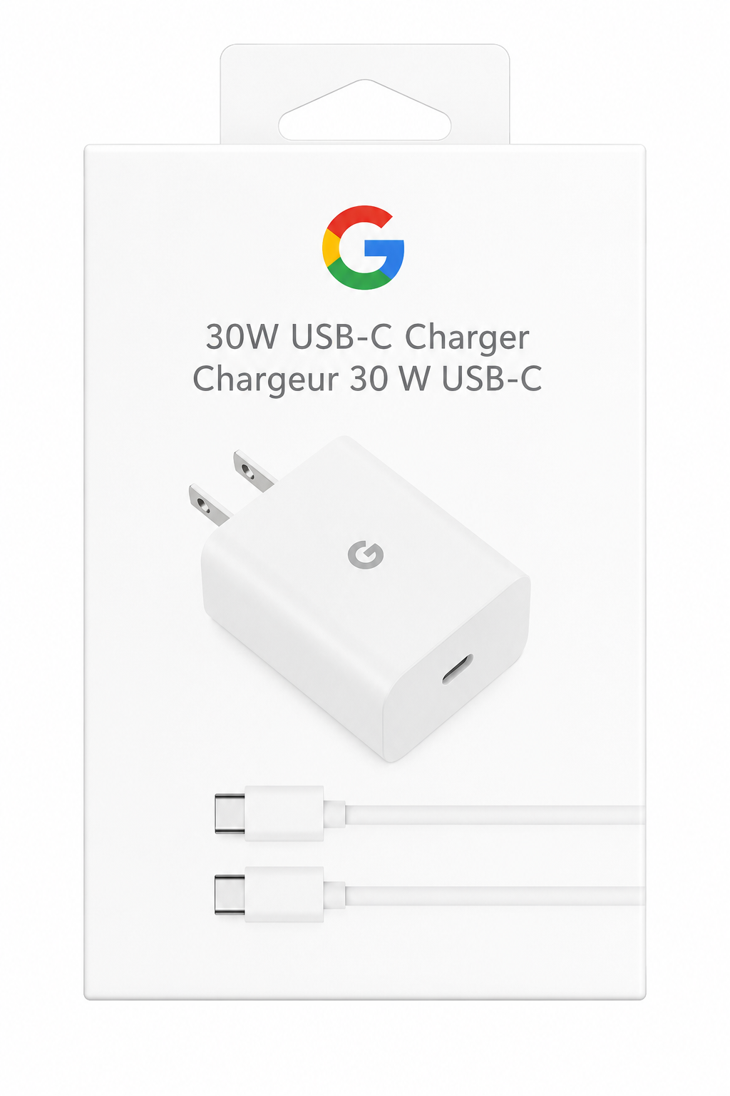 Google 30W USB-C Fast Charger with USB-C to USB-C Cable – Original PD Wall Adapter (White)