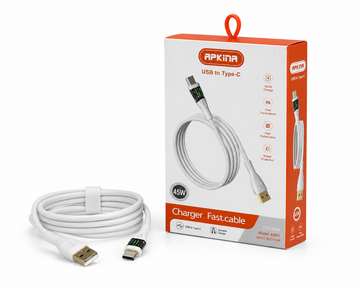 APKINA 65W USB to Type-C Fast Charging Cable | 1 Meter Fast Charge & Data Sync Cable