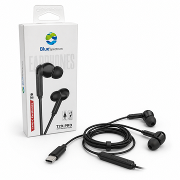 BlueSpectrum T29 Pro Type-C Wired Earphones with HD Microphone & Deep Bass – USB-C Handsfree