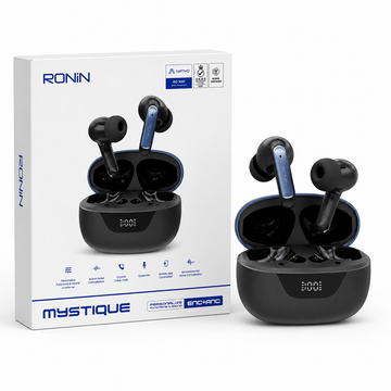 RONIN Mystique ENC + ANC True Wireless Earbuds | Quad Mic | App Control | Digital Display Charging Case