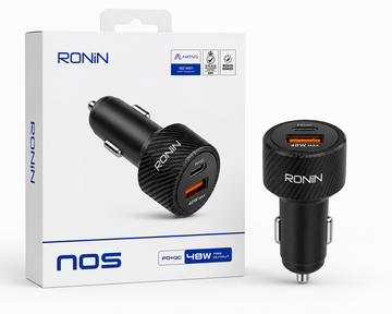 RONIN NOS 48W PD + QC Fast Car Charger | Dual Port USB-C & USB-A | Super Fast Charging