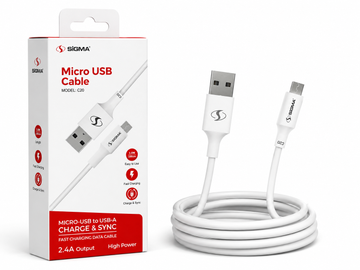 SIGMA C20 Micro USB Fast Charging Cable 1M | 2.4A Charge & Sync USB-A Data Cable
