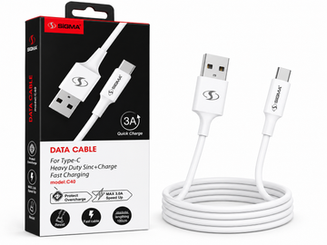 SIGMA C40 Type-C Fast Charging Data Cable | 3A USB-A to Type-C Cable | 1 Meter