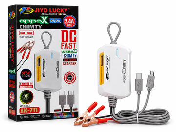 JIYO LUCKY AK-711 DC Fast Bar Phone Charger | 2.4A Auto-ID Type-C & Micro USB Clip Charge