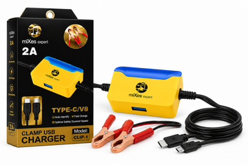 miXes Expert CLIP-1 2A Clamp USB Charger Type-C & V8 Fast Charging Adapter
