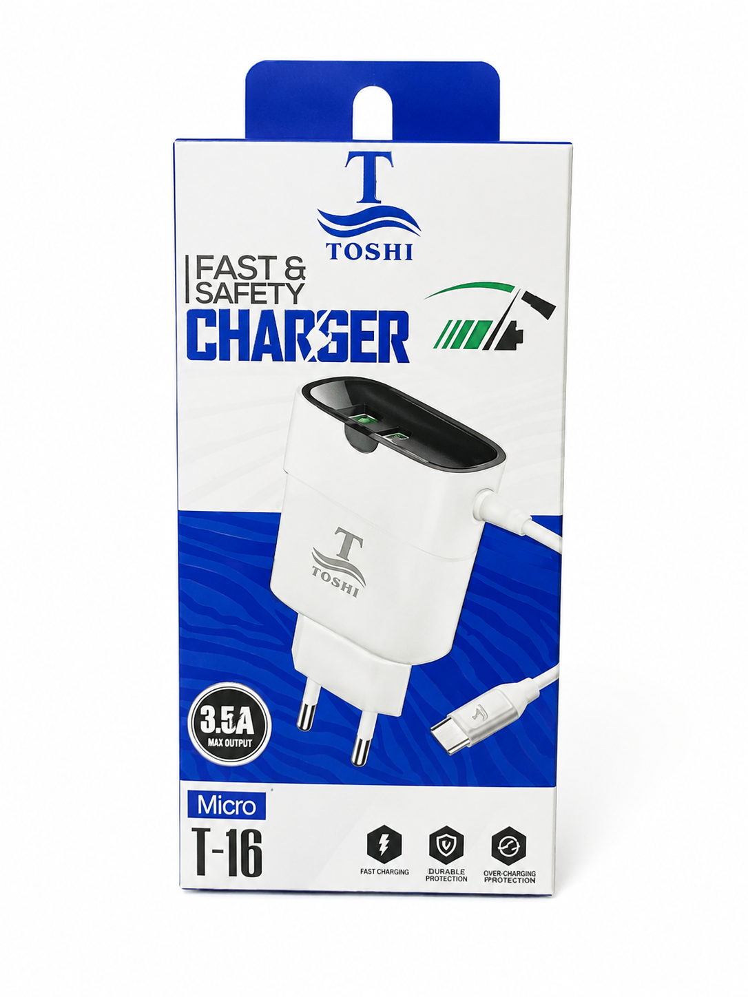 TOSHI T-16 3.5A Fast Charger with Micro USB Cable | Fast & Safe Charging | White
