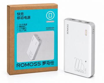 ROMOSS 10000mAh Fast Charging Power Bank – Dual USB Output, Compact Portable Battery Pack with LED Indicator